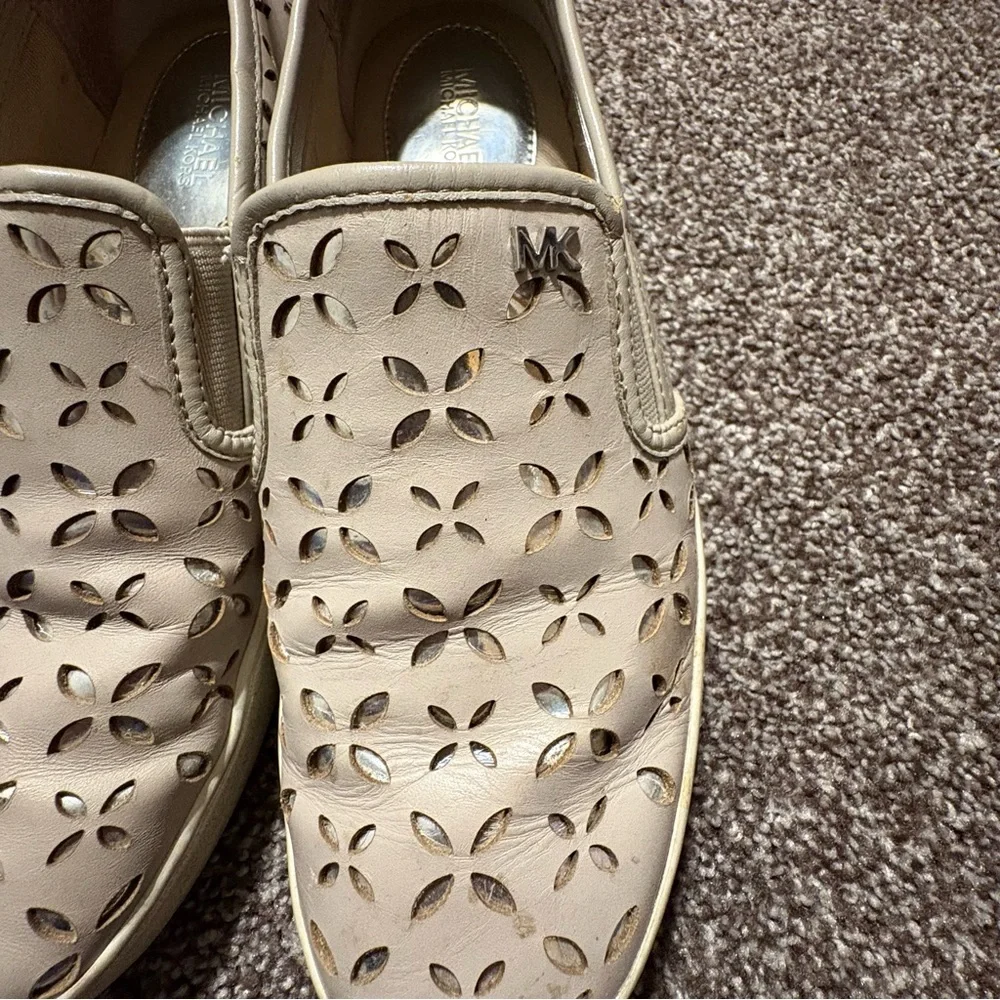 Michael Kors Keaton Leather Slip-On Shoes with Perforated Laser Cut Design
